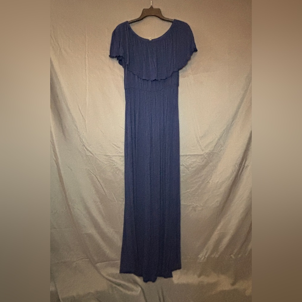 Magic Fit Blue Off-Shoulder Gown for Wedding Guests
